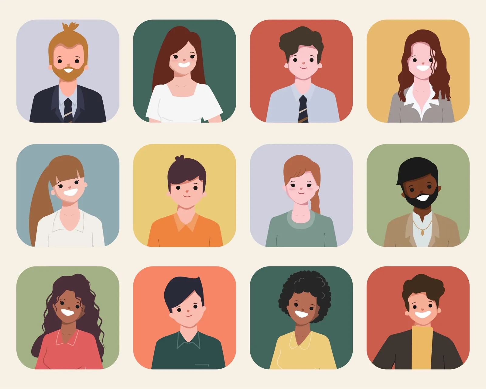 Simple cartoon-like illustrations of figures representing diverse user personas.